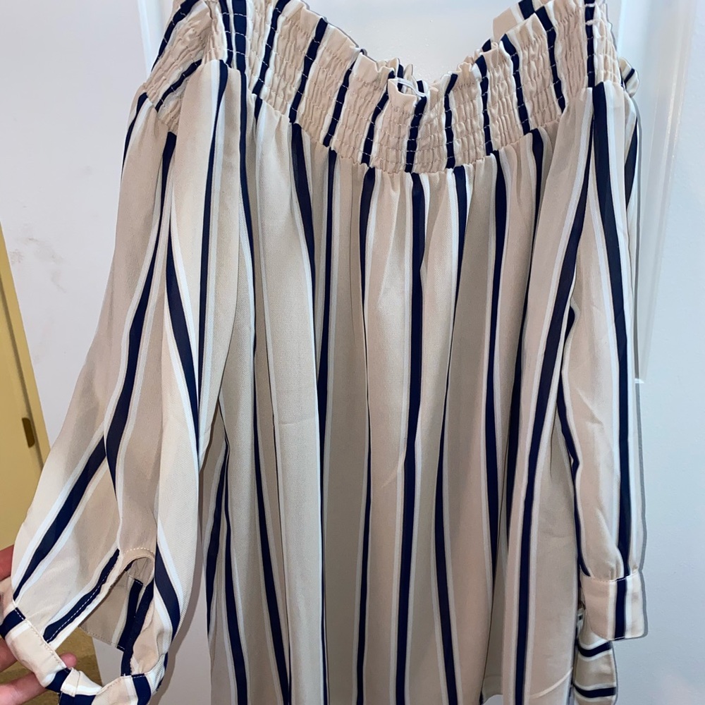 Off the Shoulder Striped Blouse